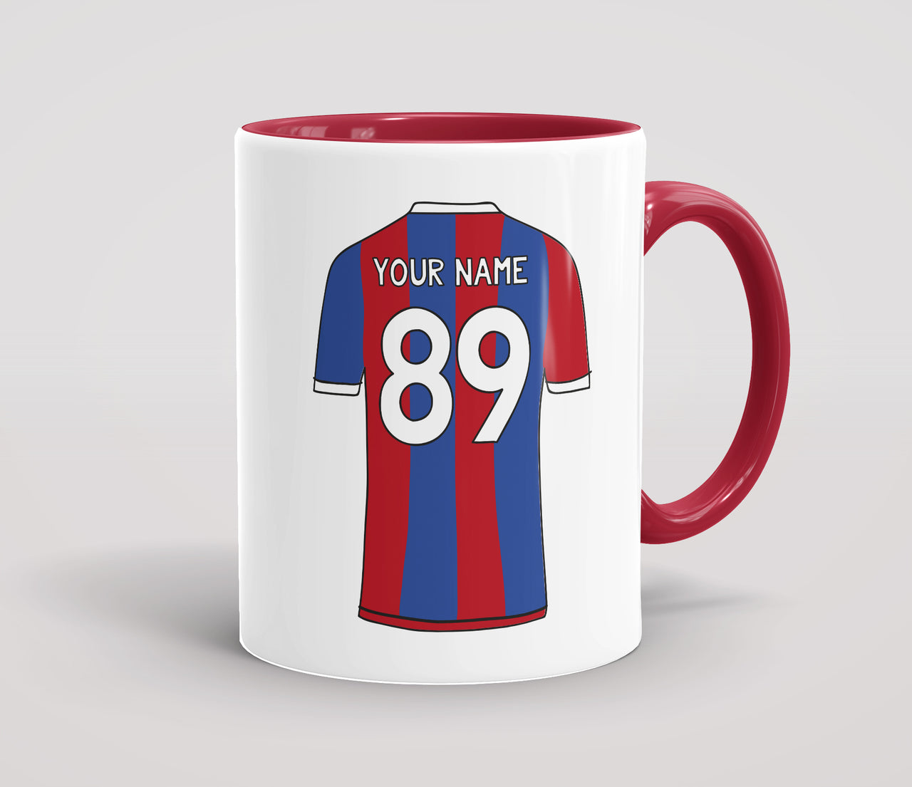 Personalised Football Shirt Red & Blue Stripes - Mug