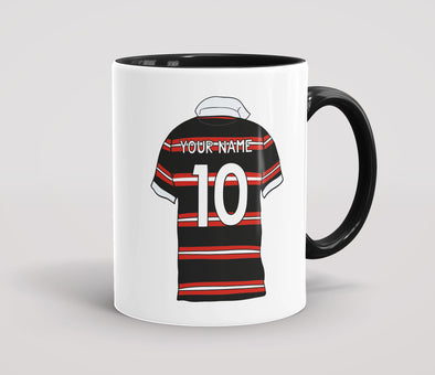 Personalised Rugby Shirt Black & Red - Mug