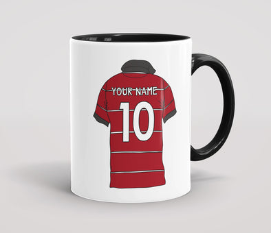 Personalised Rugby Shirt Red & White Stripes - Mug