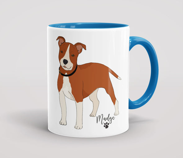Personalised Red & White Staffordshire Bull Terrier - Mug