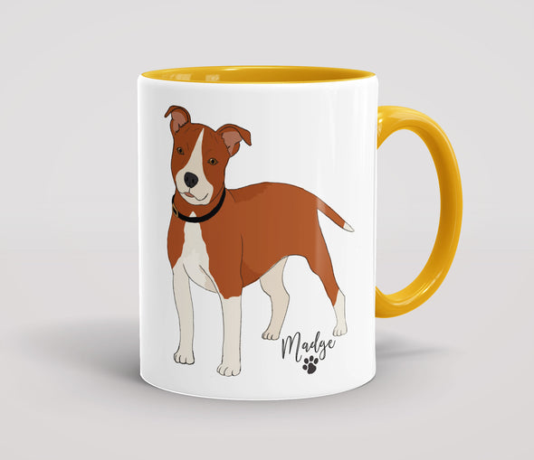 Personalised Red & White Staffordshire Bull Terrier - Mug