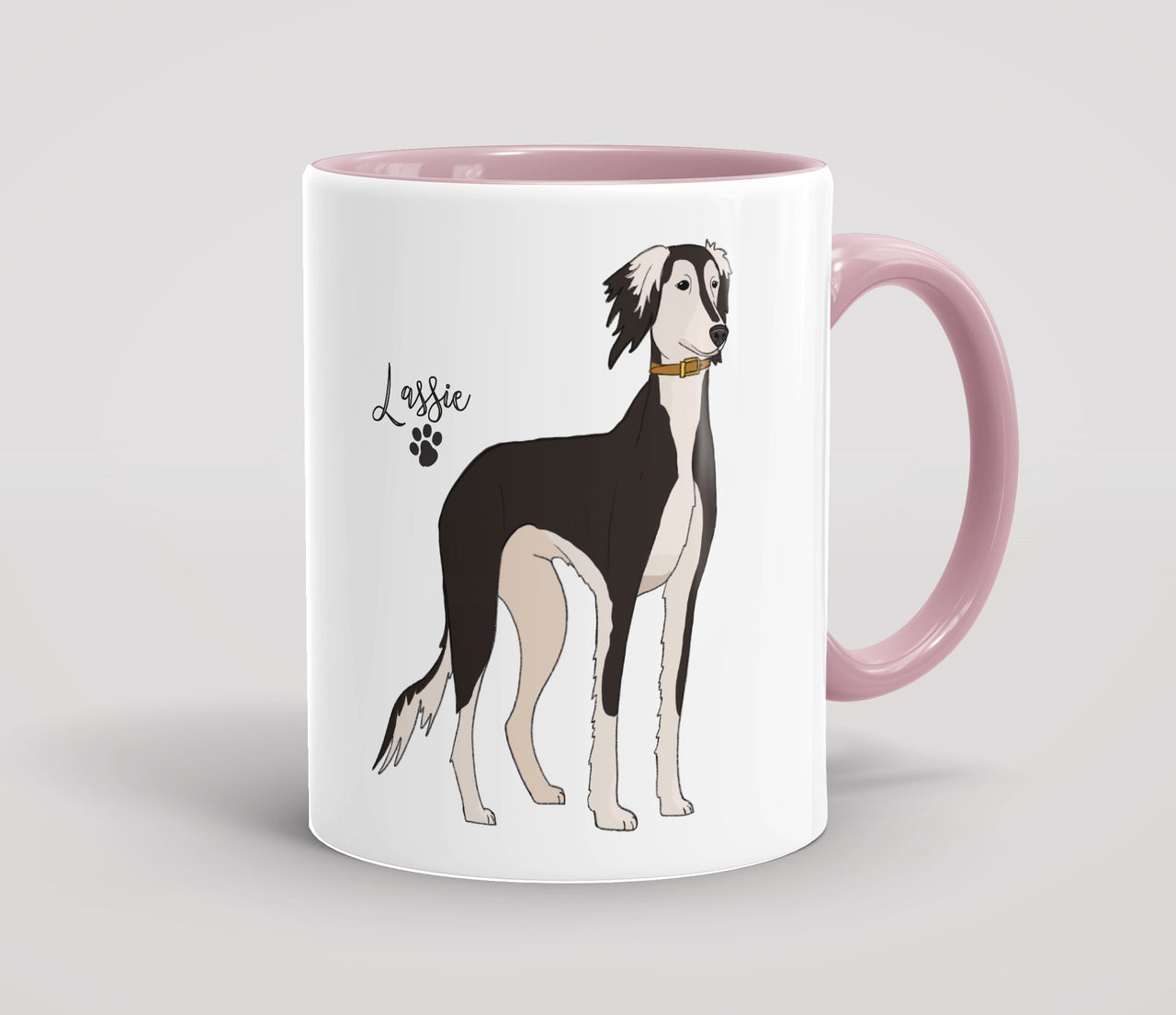 Personalised Black & White Saluki - Mug