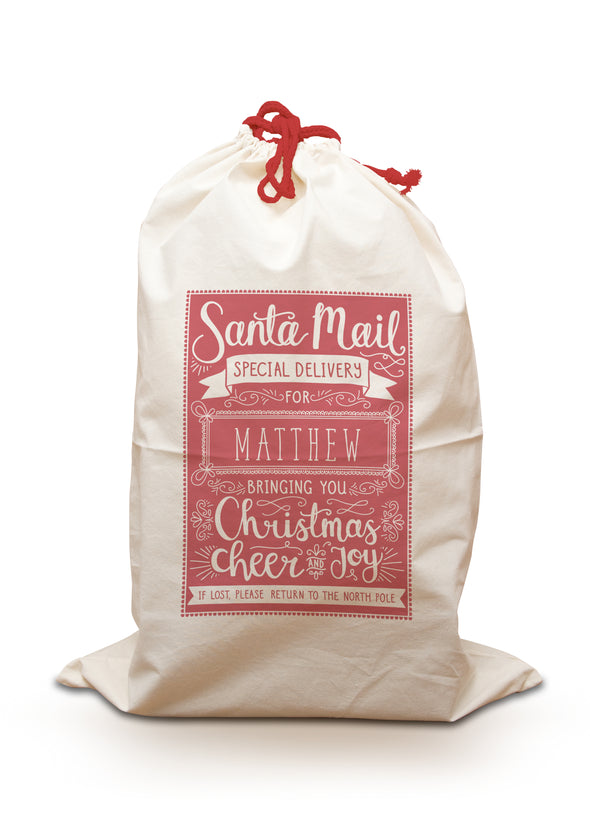 Santa Mail Stamp - Personalised Sack