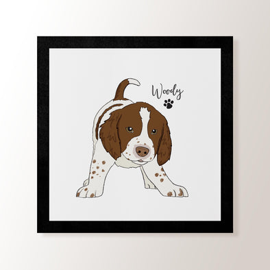 Personalised Liver & White Springer Spaniel Pup - Art Print