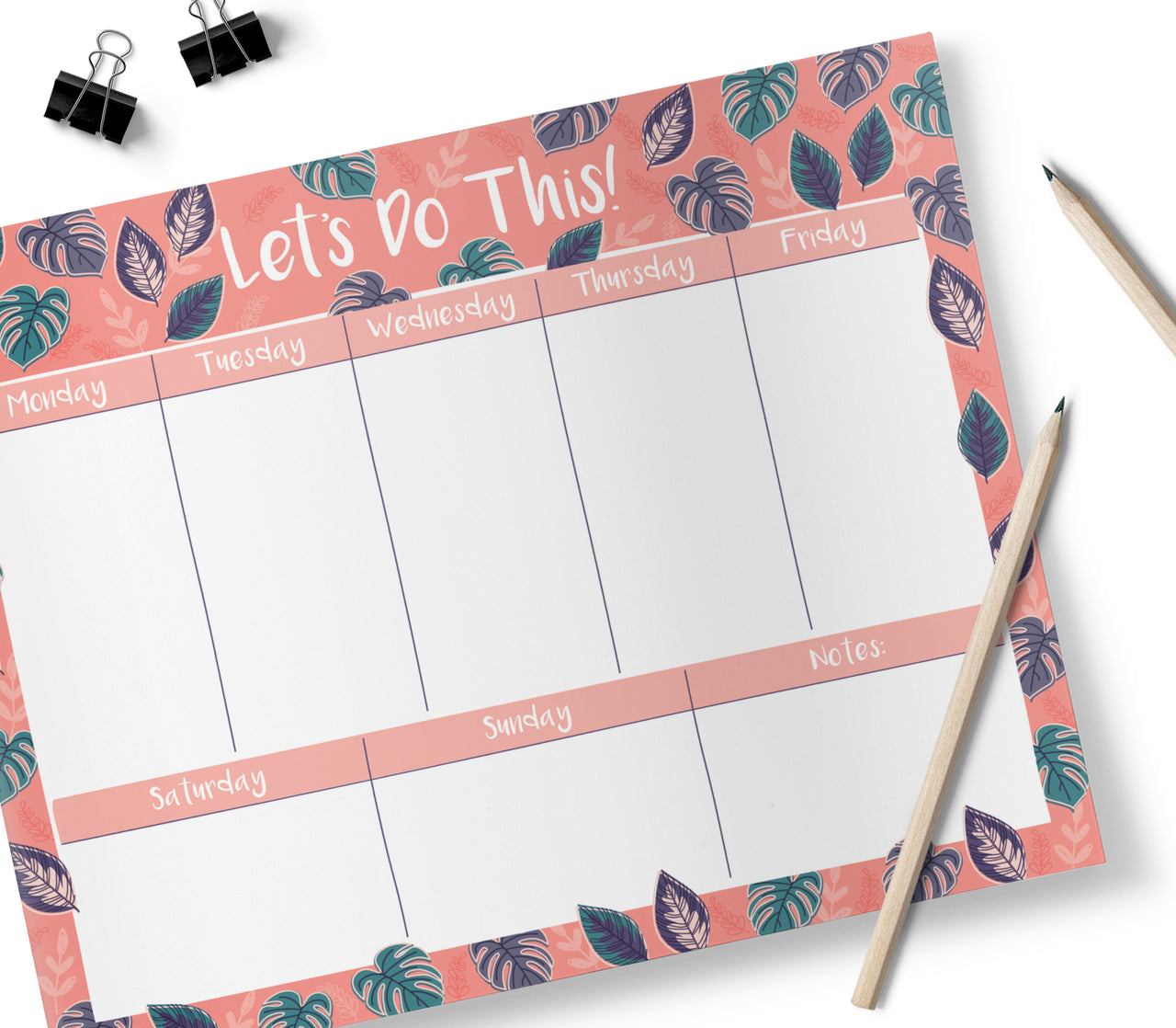 Tropical Leaves, Let's Do This! Desk Pad