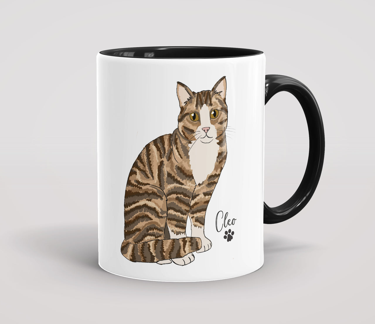 Personalised Tabby & White Cat - Mug