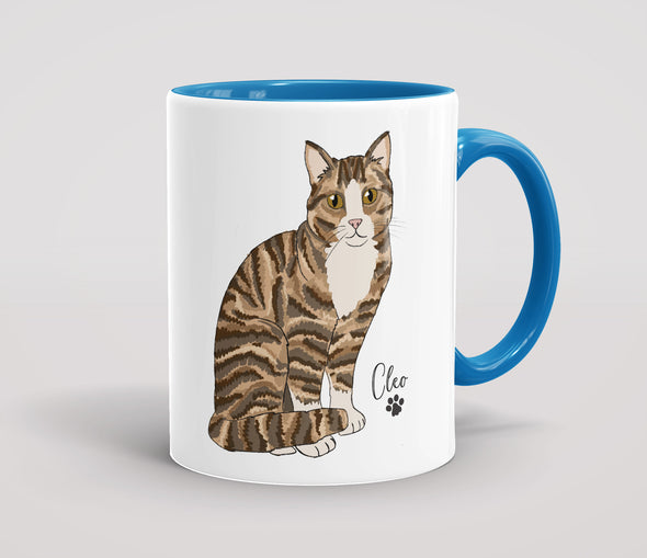 Personalised Tabby & White Cat - Mug