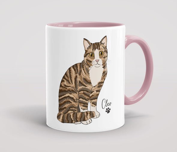 Personalised Tabby & White Cat - Mug