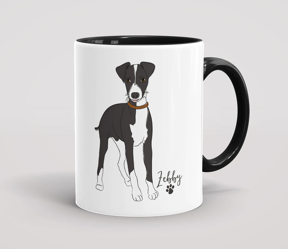 Personalised Black & White Whippet - Mug