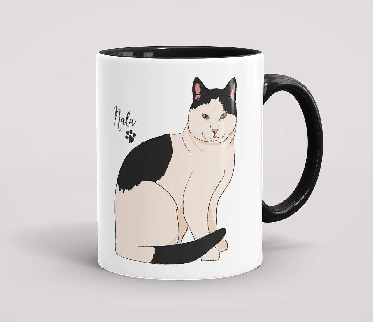 Personalised White & Black Cat - Mug
