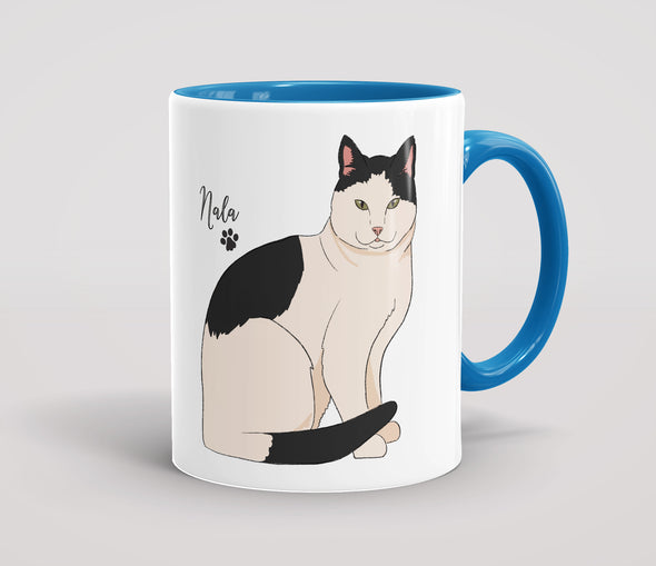 Personalised White & Black Cat - Mug