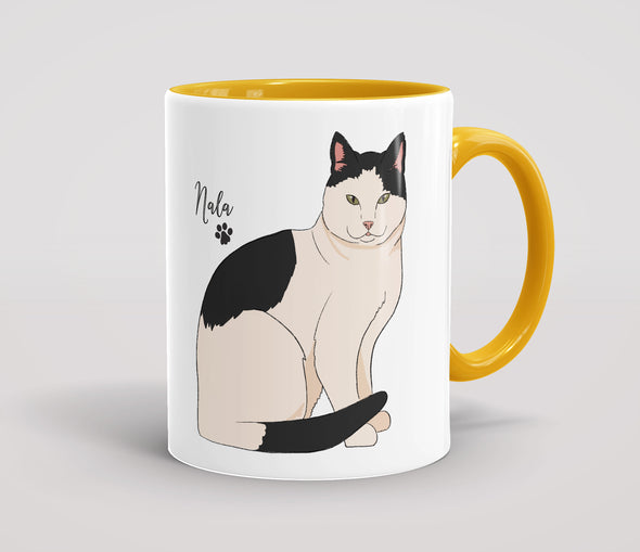 Personalised White & Black Cat - Mug