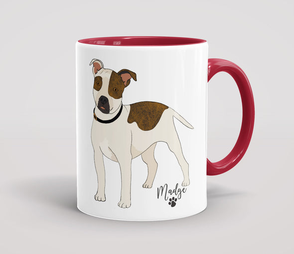 Personalised White & Brindle Staffordshire Bull Terrier - Mug