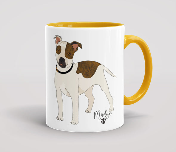Personalised White & Brindle Staffordshire Bull Terrier - Mug