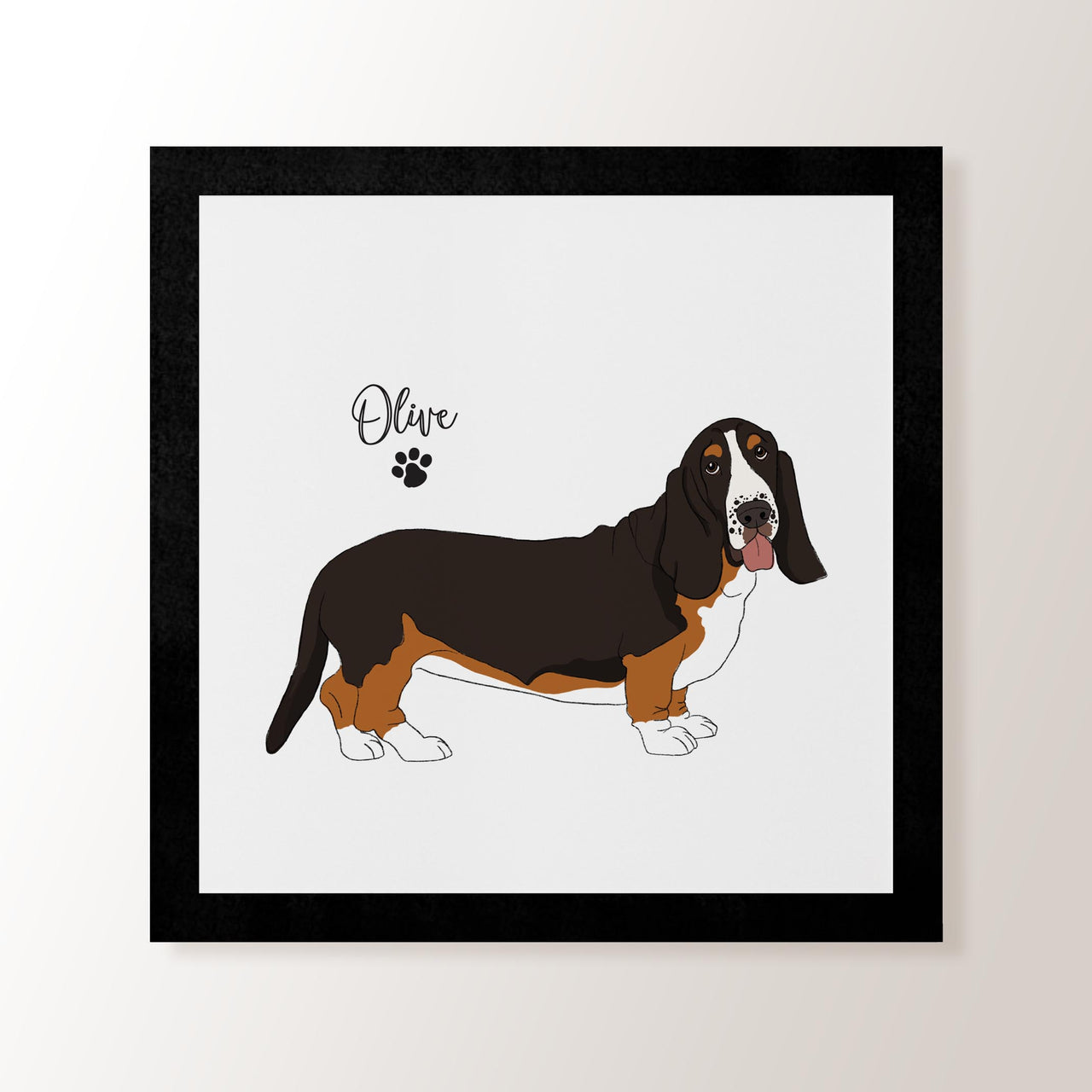 Personalised Black & Tan Basset Hound - Art Print