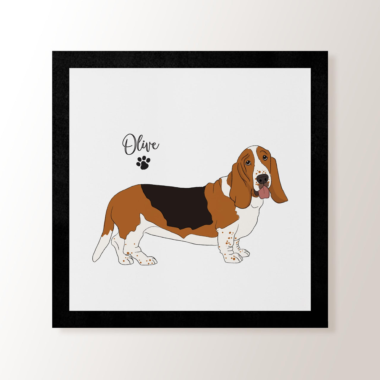 Personalised Tan & Black Basset Hound - Art Print