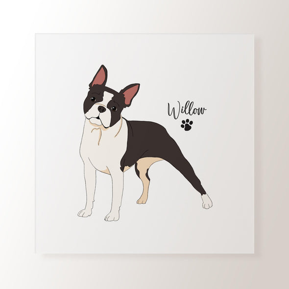 Personalised Black & White Boston Terrier - Art Print