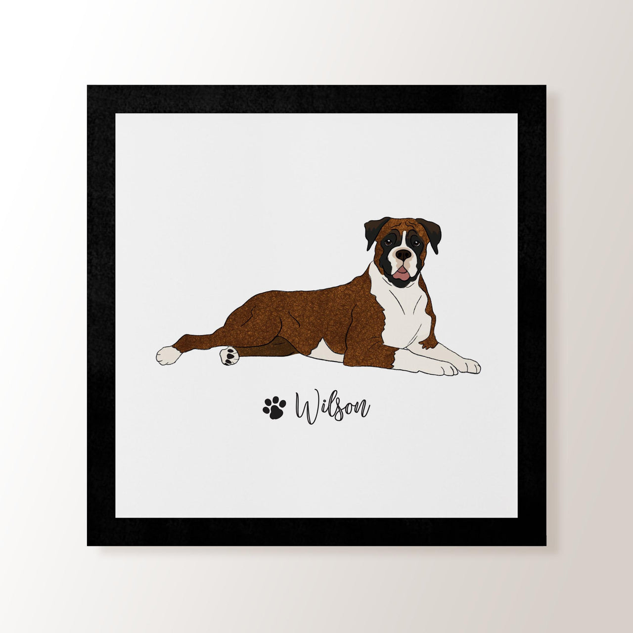 Personalised Brindle & White Boxer - Art Print