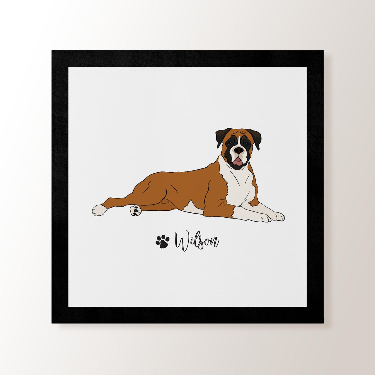 Personalised Tan & White Boxer - Art Print