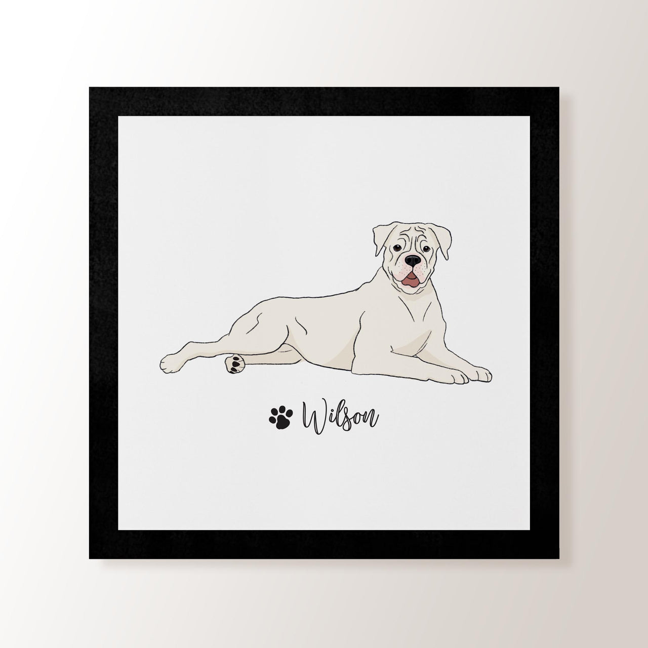 Personalised White Boxer - Art Print