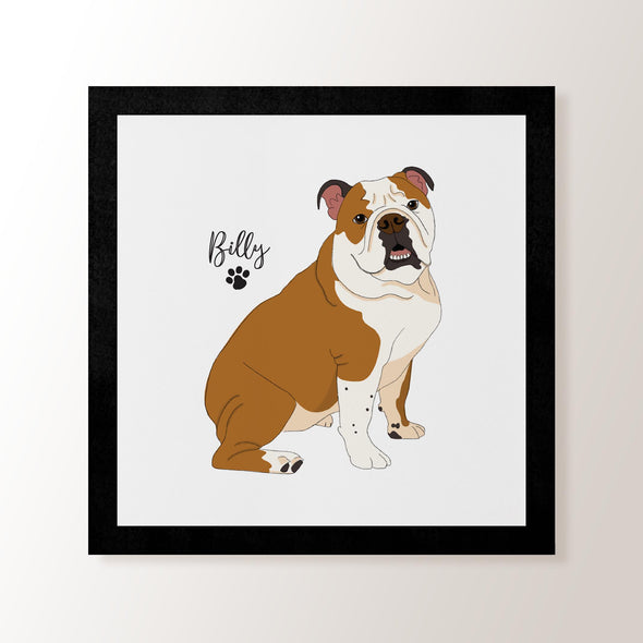 Personalised Tan & White Bulldog - Art Print
