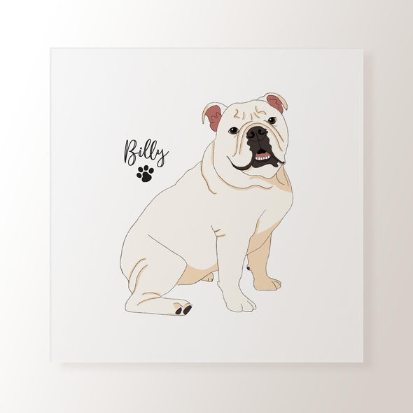 Personalised White Bulldog - Art Print