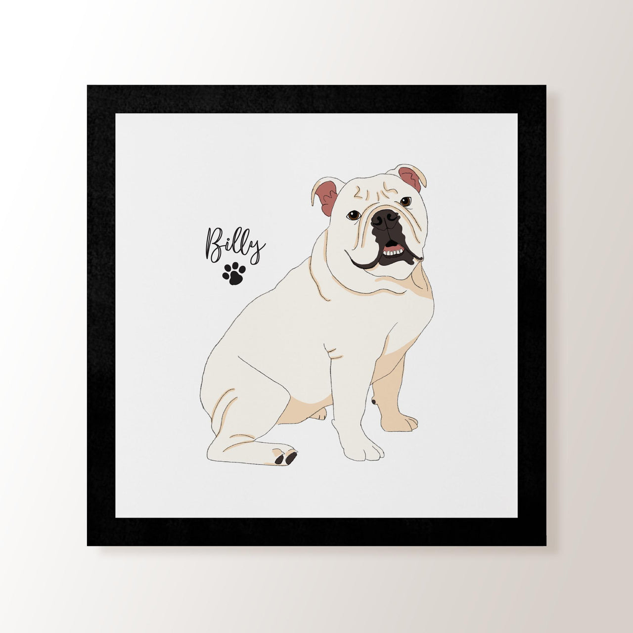 Personalised White Bulldog - Art Print