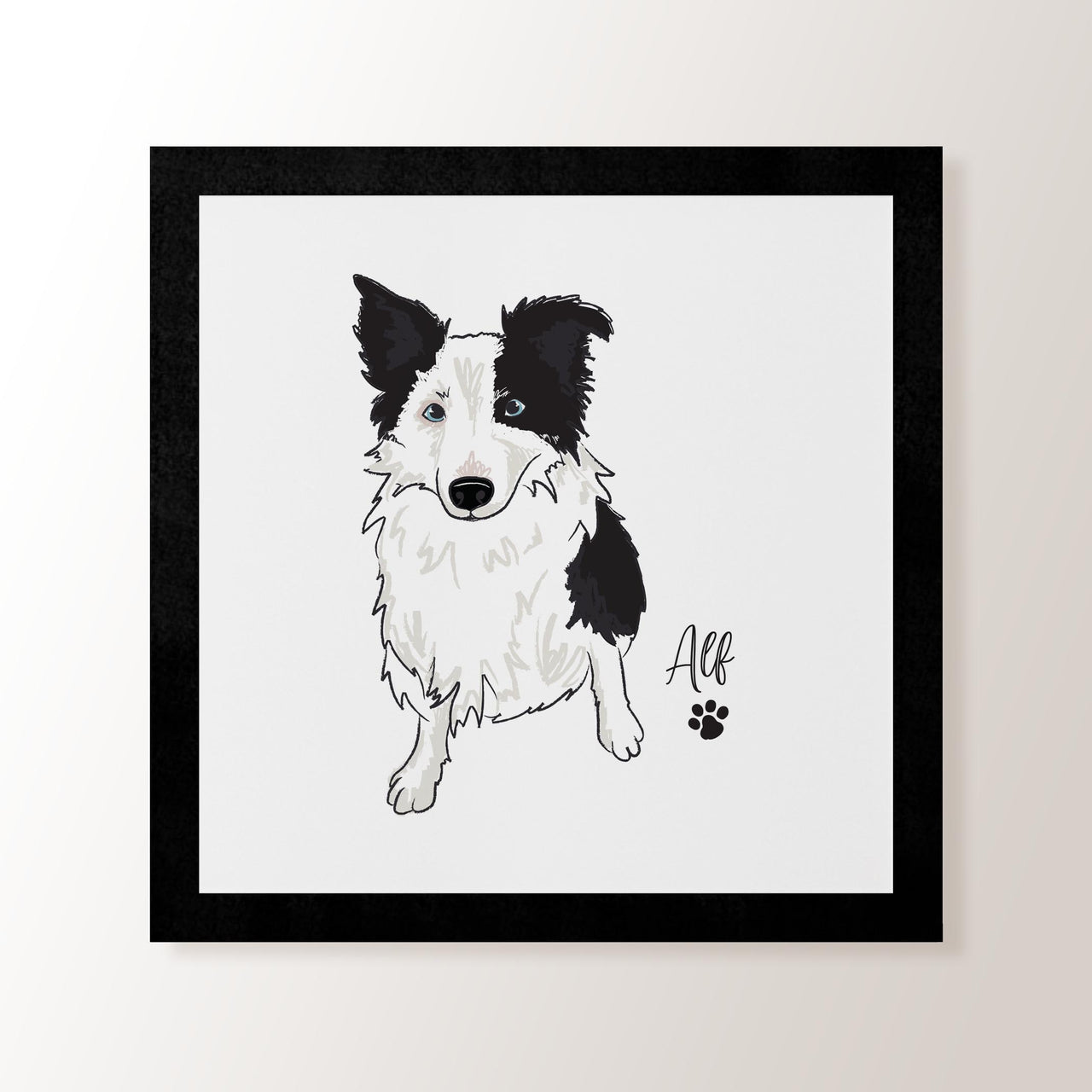 Personalised Black & White Border Collie - Art Print