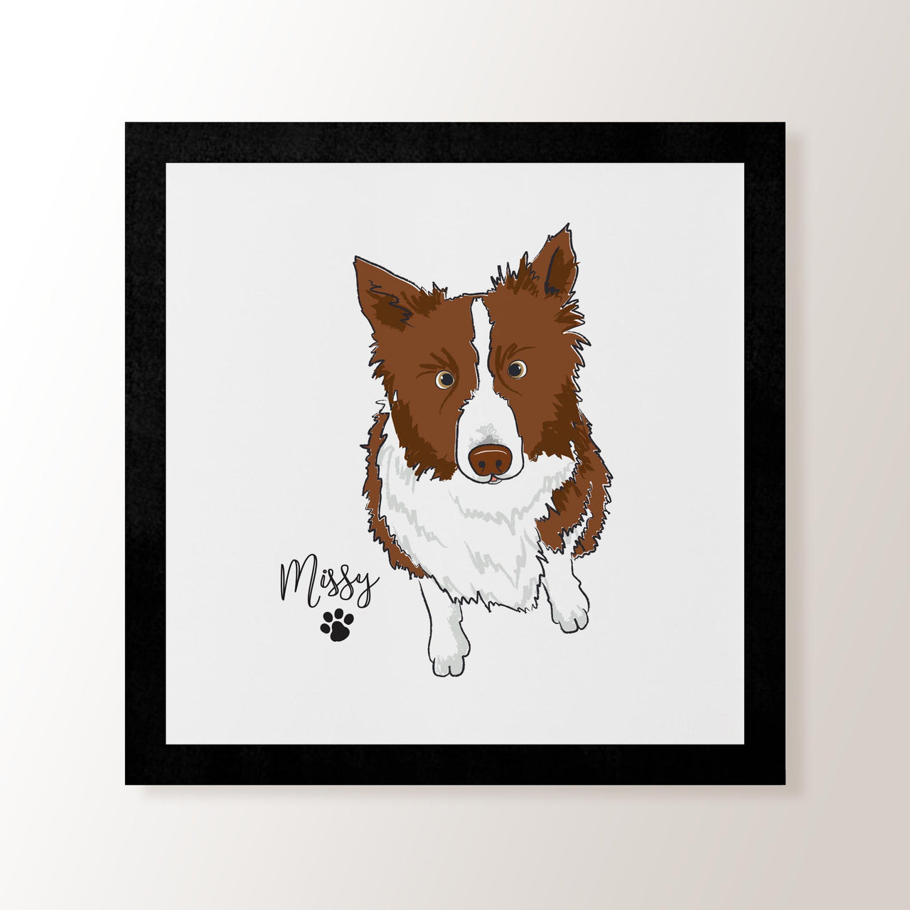 Personalised Brown & White Border Collie - Art Print