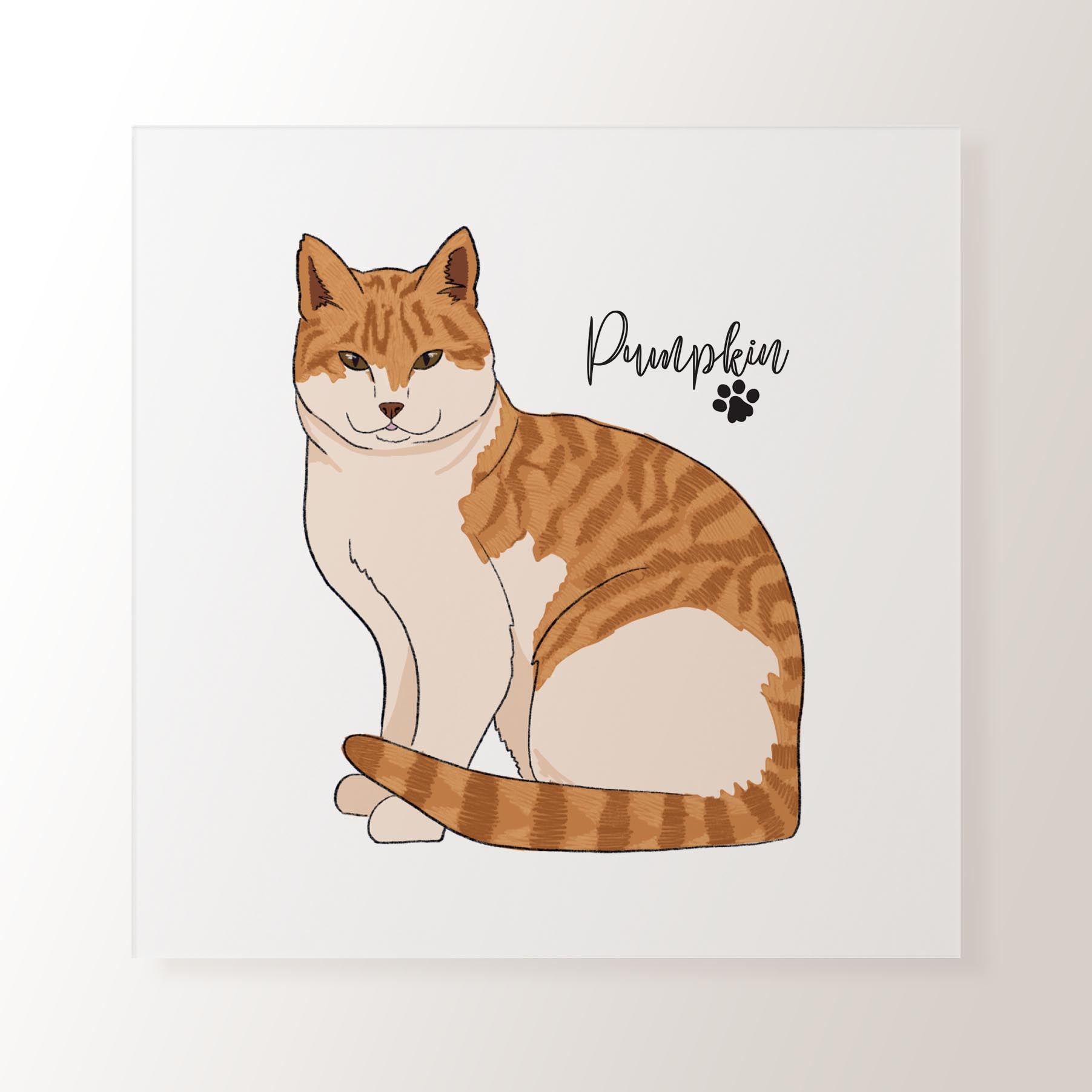 Personalised Ginger & White Cat - Art Print - Standard Print