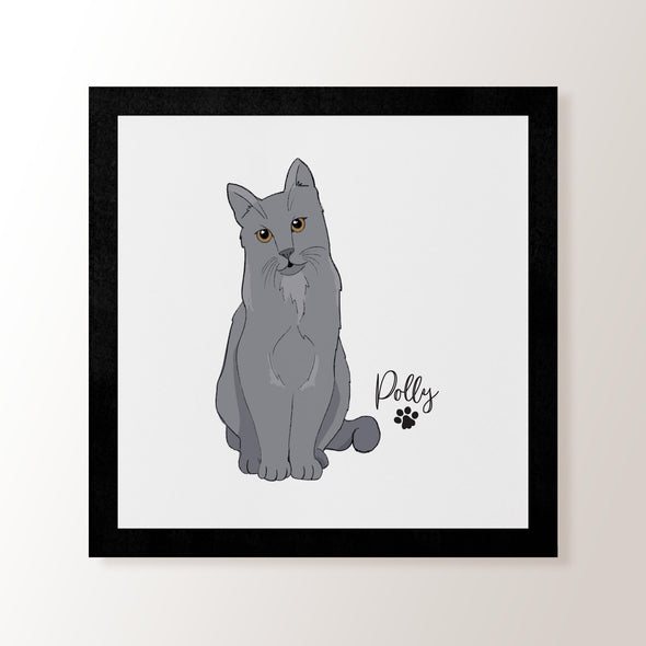 Personalised Grey Cat - Art Print