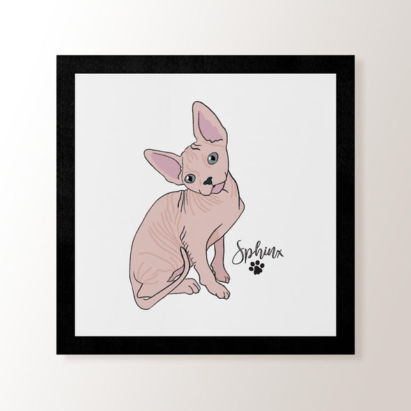 Personalised Pink Sphynx Cat - Art Print
