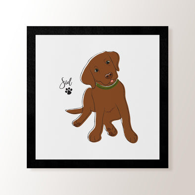 Personalised Chocolate Labrador Pup - Art Print