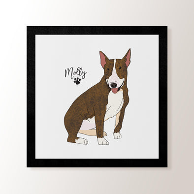 Personalised Brindle & White Bull Terrier - Art Print