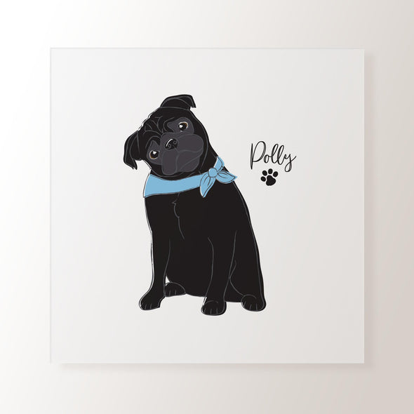 Personalised Black Pug - Art Print