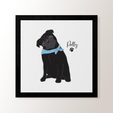 Personalised Black Pug - Art Print
