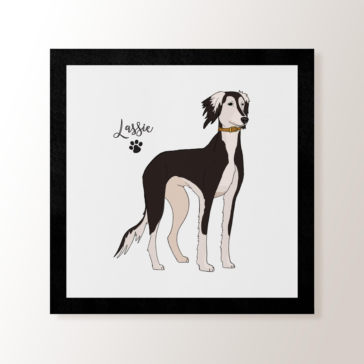 Personalised Black & White Saluki - Art Print