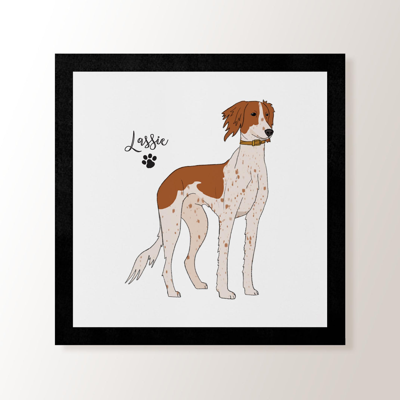 Personalised Red & White Saluki - Art Print