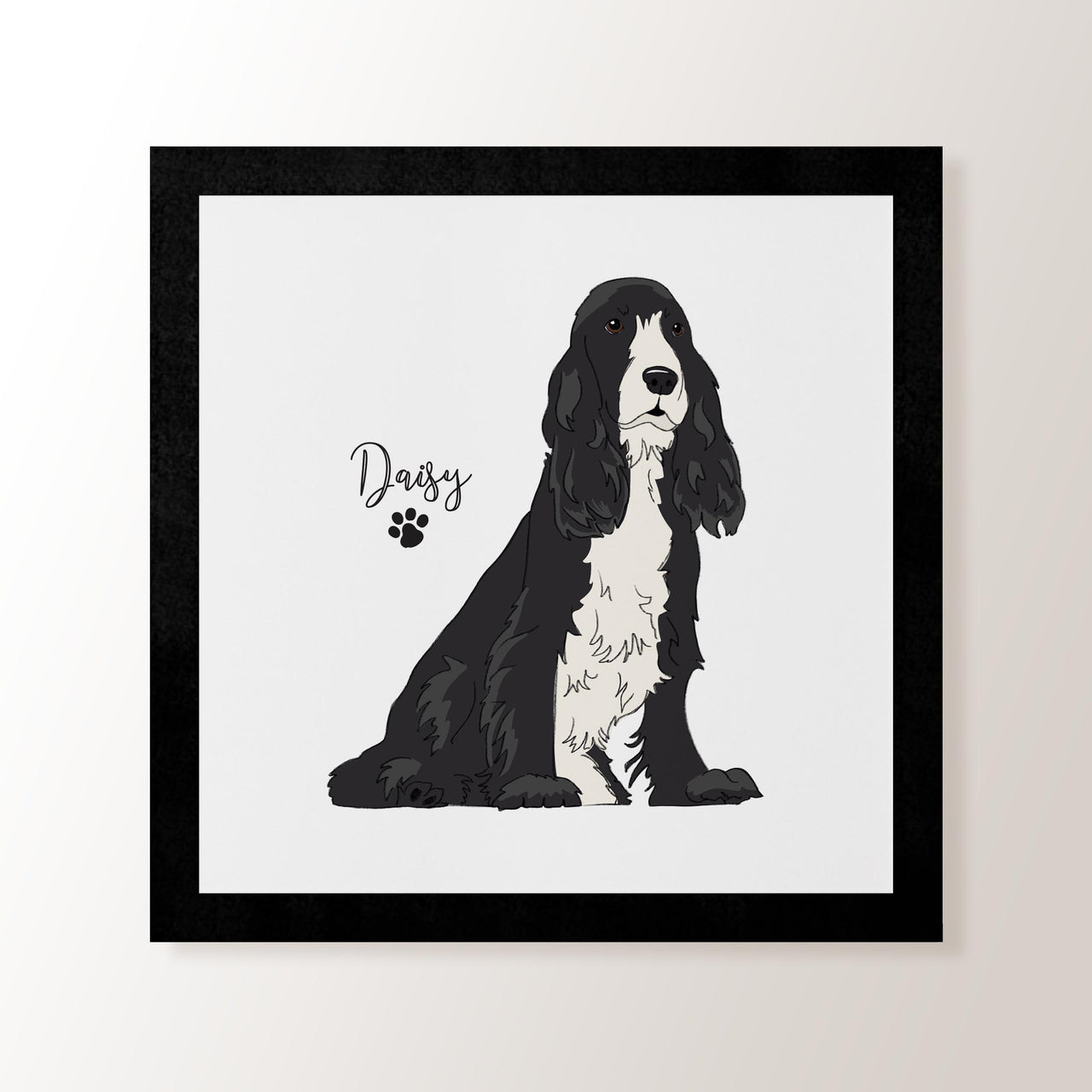 Personalised Black & White Show Spaniel - Art Print