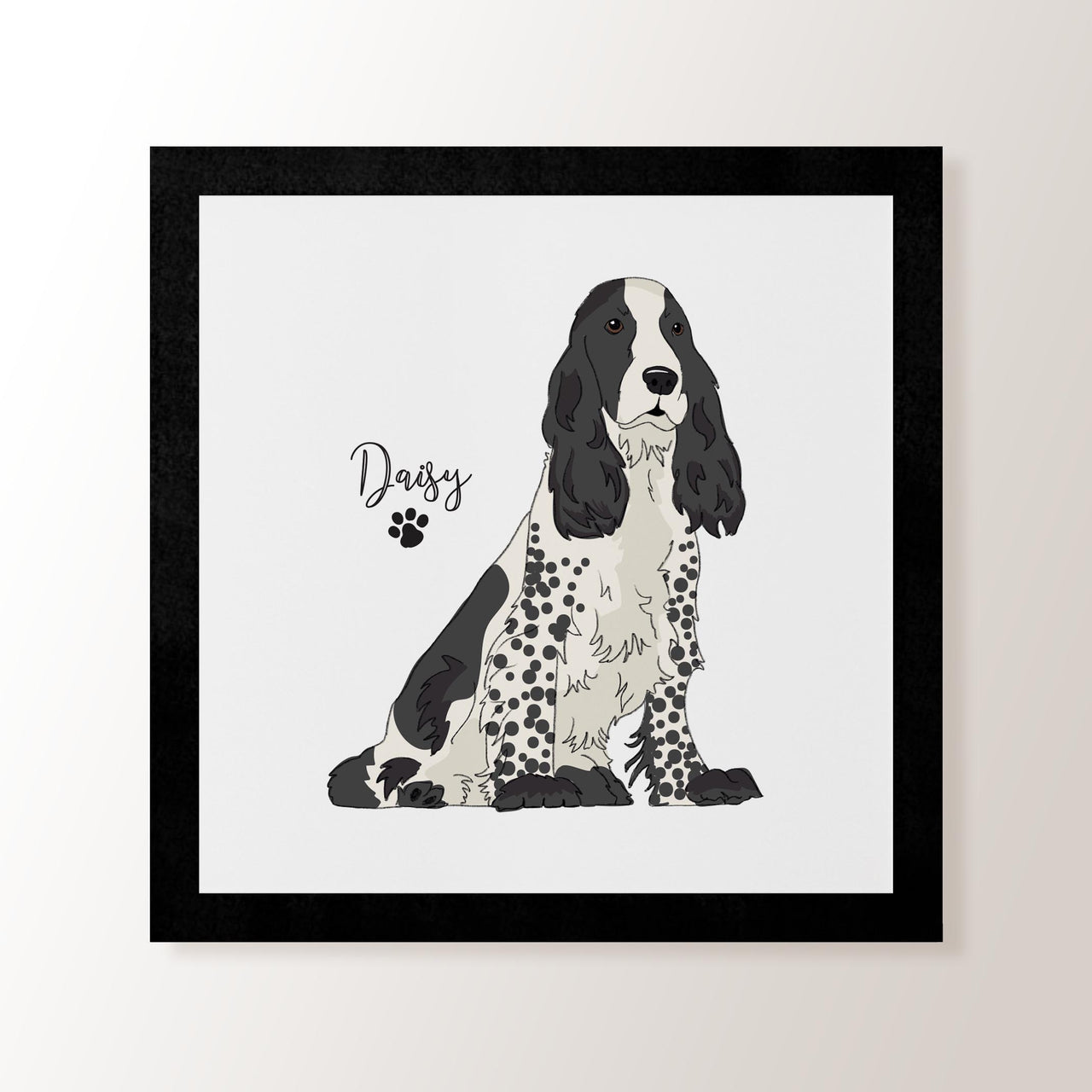 Personalised Black & White Spot Show Spaniel - Art Print