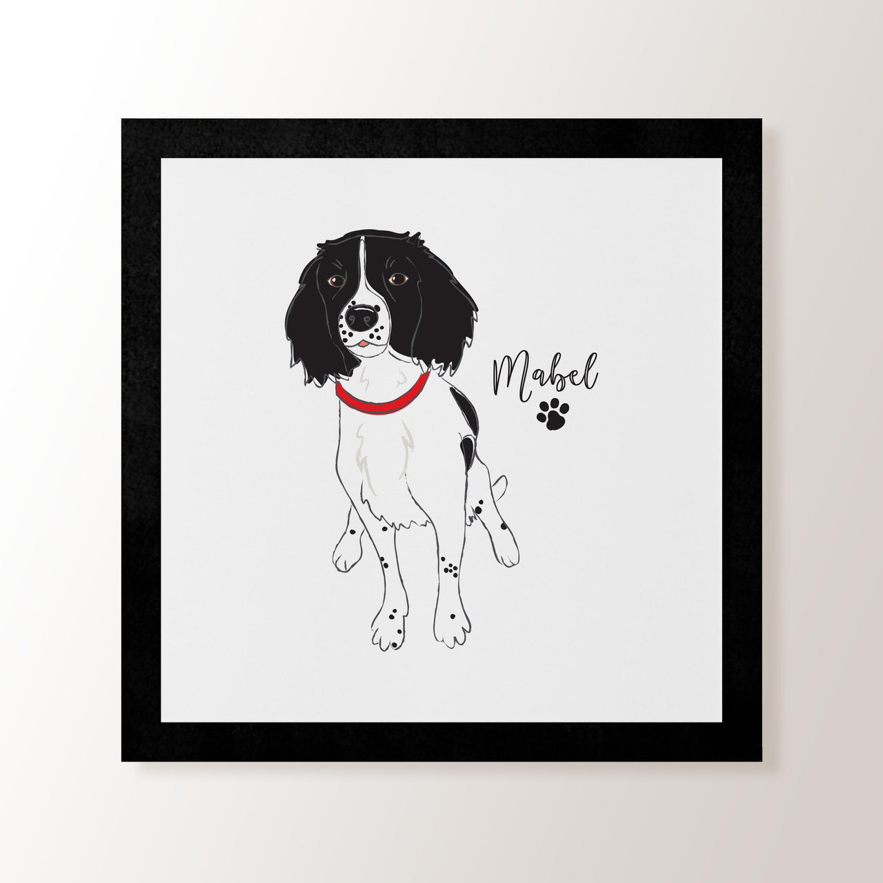 Personalised Black & White Springer Spaniel - Art Print