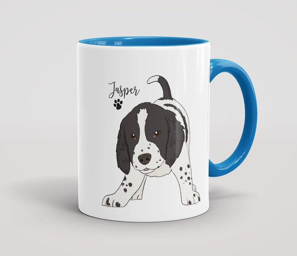 Personalised Black and White Springer Spaniel Pup - Mug