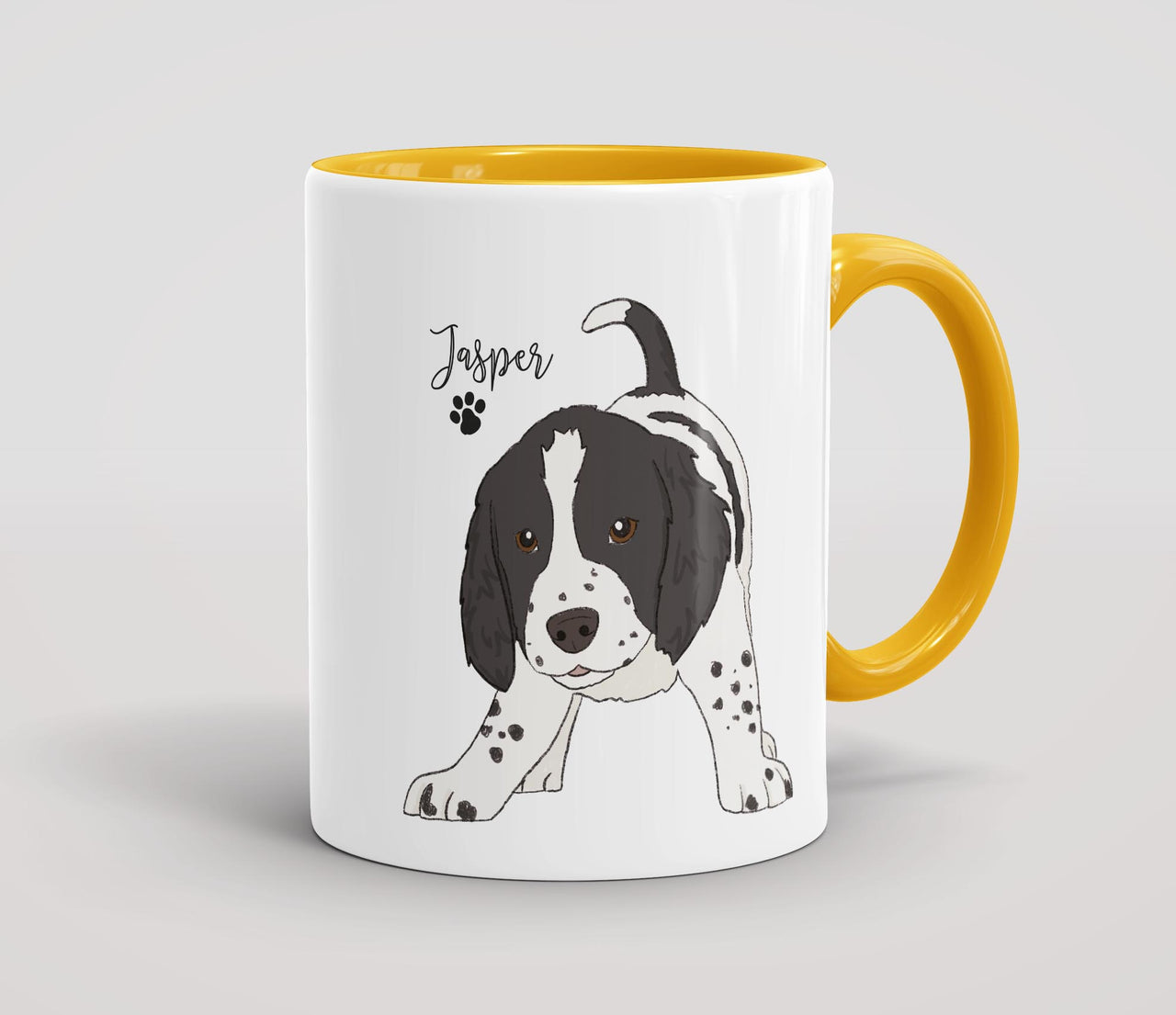 Personalised Black and White Springer Spaniel Pup - Mug