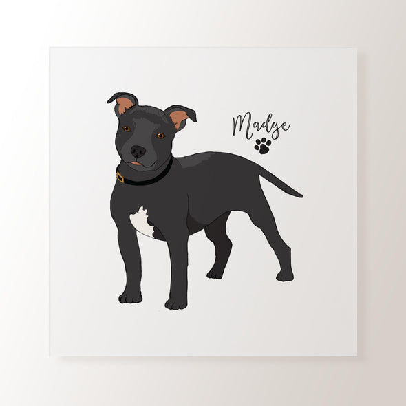 Personalised Black Staffordshire Bull Terrier - Art Print