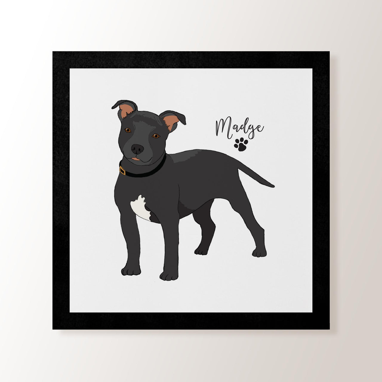 Personalised Black Staffordshire Bull Terrier - Art Print