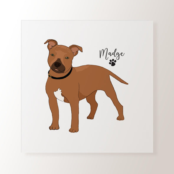 Personalised Red Staffordshire Bull Terrier - Art Print