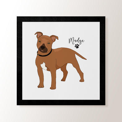 Personalised Red Staffordshire Bull Terrier - Art Print