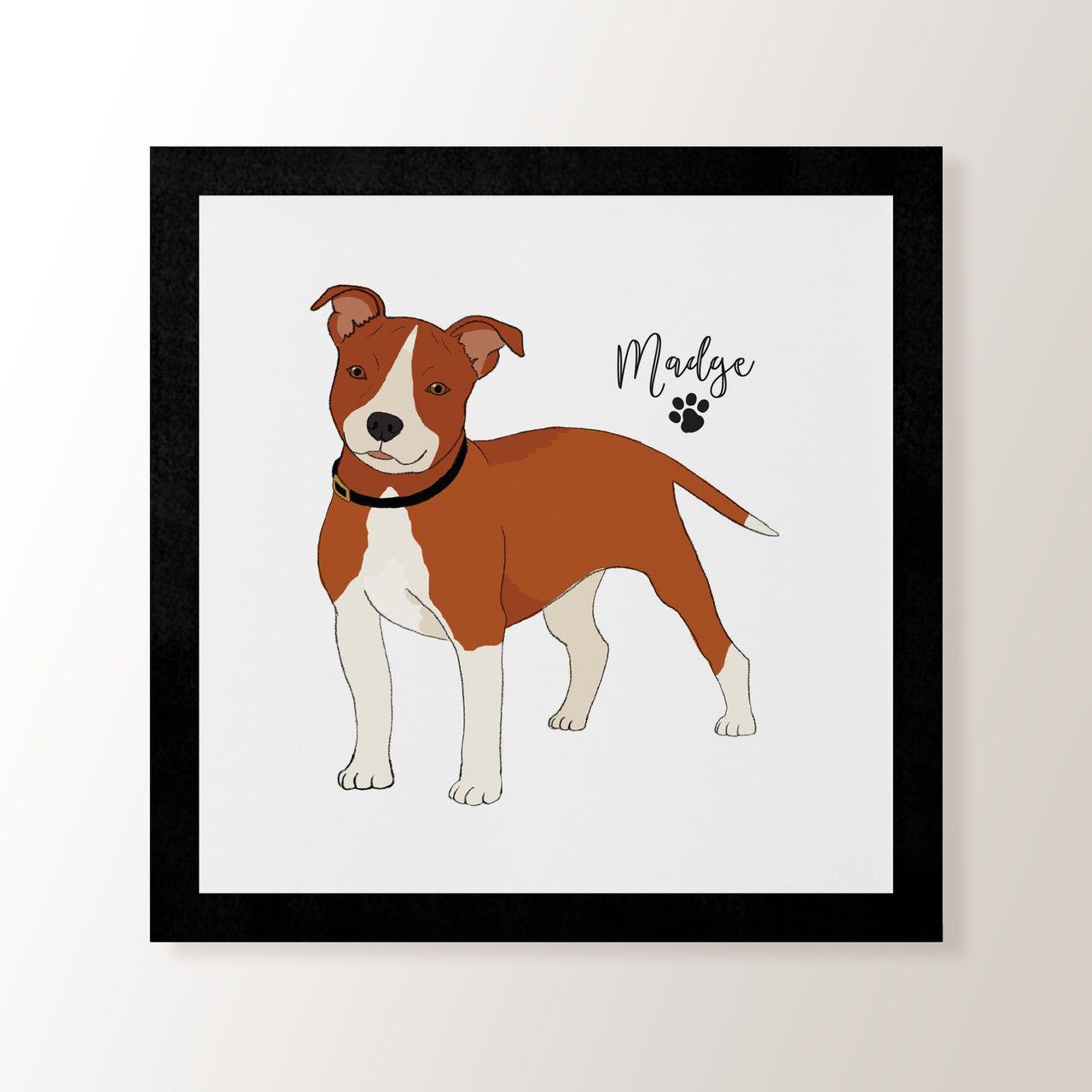 Personalised Red & White Staffordshire Bull Terrier - Art Print