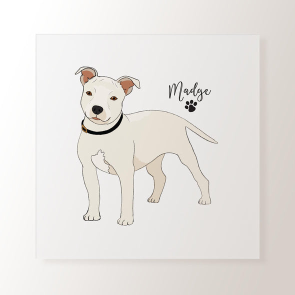 Personalised White Staffordshire Bull Terrier - Art Print
