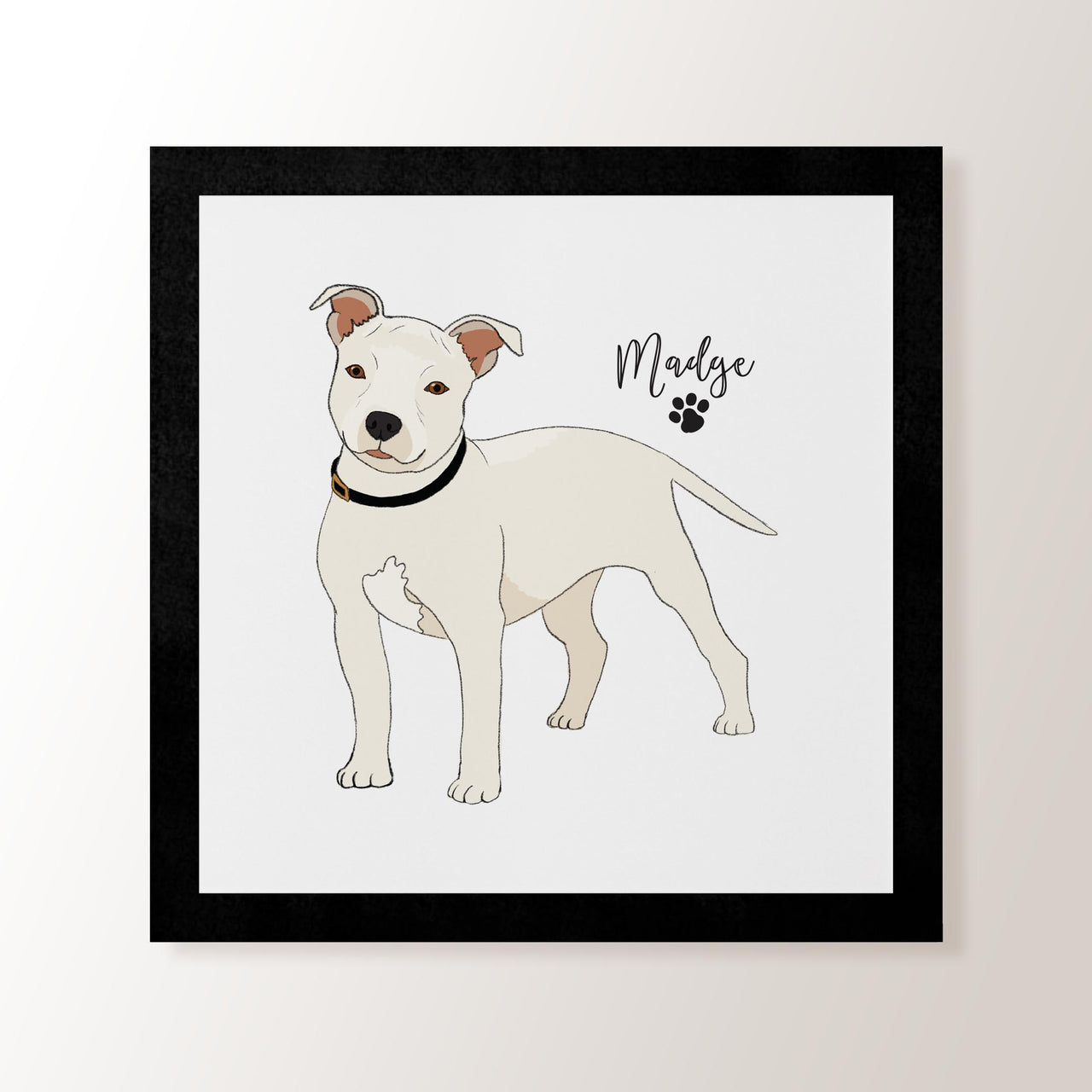 Personalised White Staffordshire Bull Terrier - Art Print